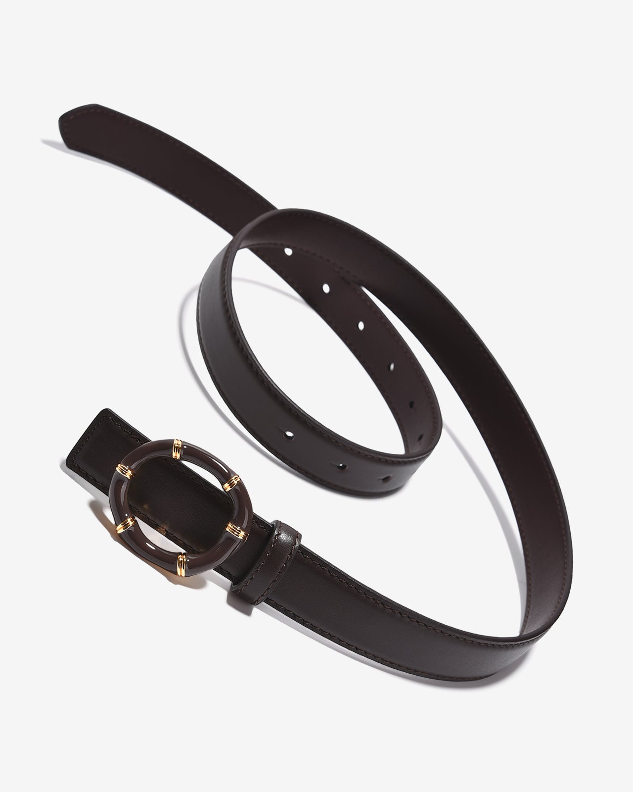 Nịt Da Nữ Zucia Khoá Tròn Phối Kim Loại Mạ Vàng-TD32-Nâu Color1