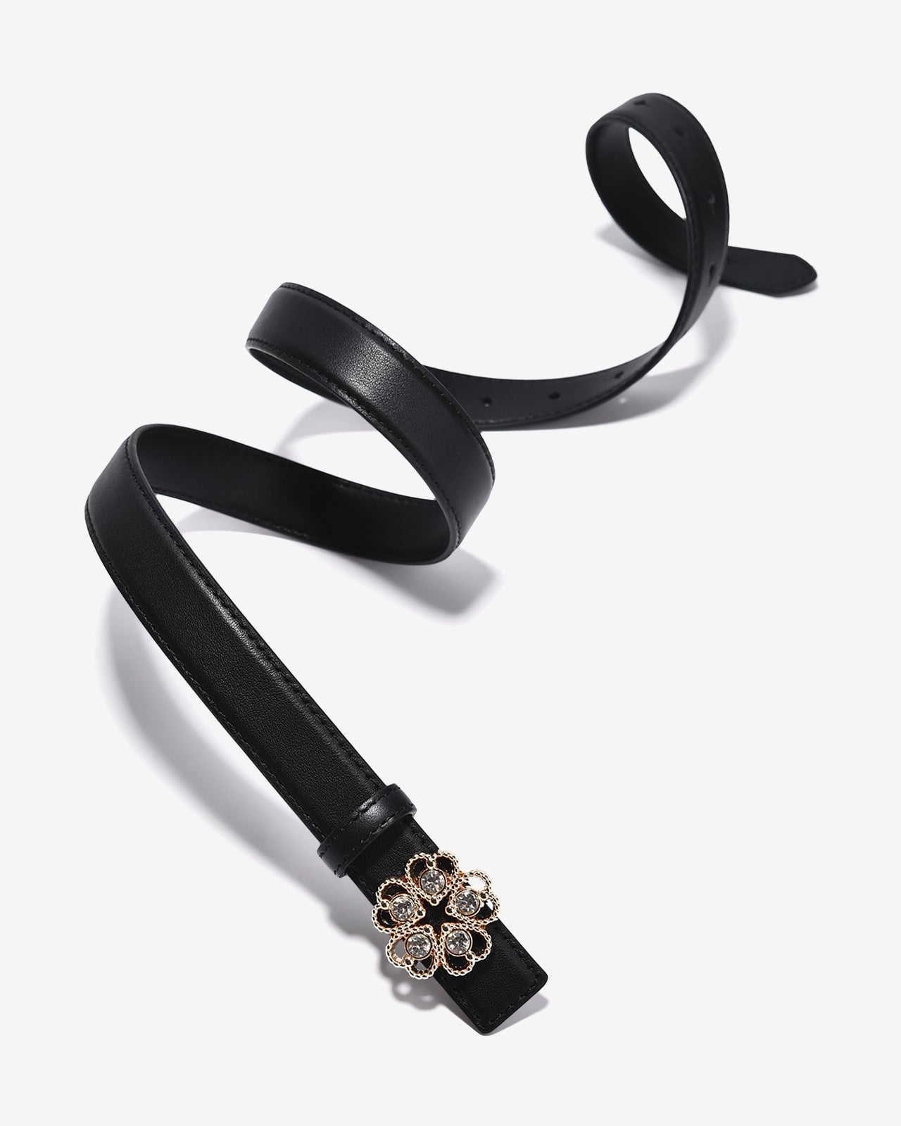 Nịt Da Nữ Zucia Đầu Khoá Hình Hoa Đính Đá-TD37-Đen Color1