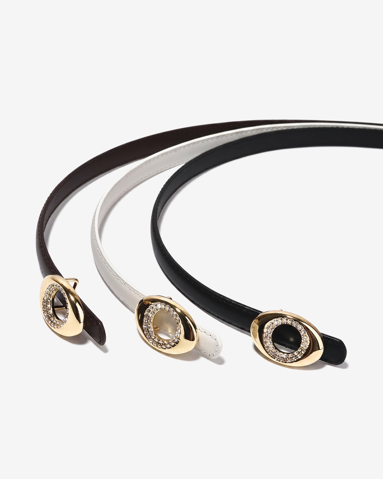 Nịt Da Nữ Zucia Khóa Oval Đính Đá-TD47Trắng Color1