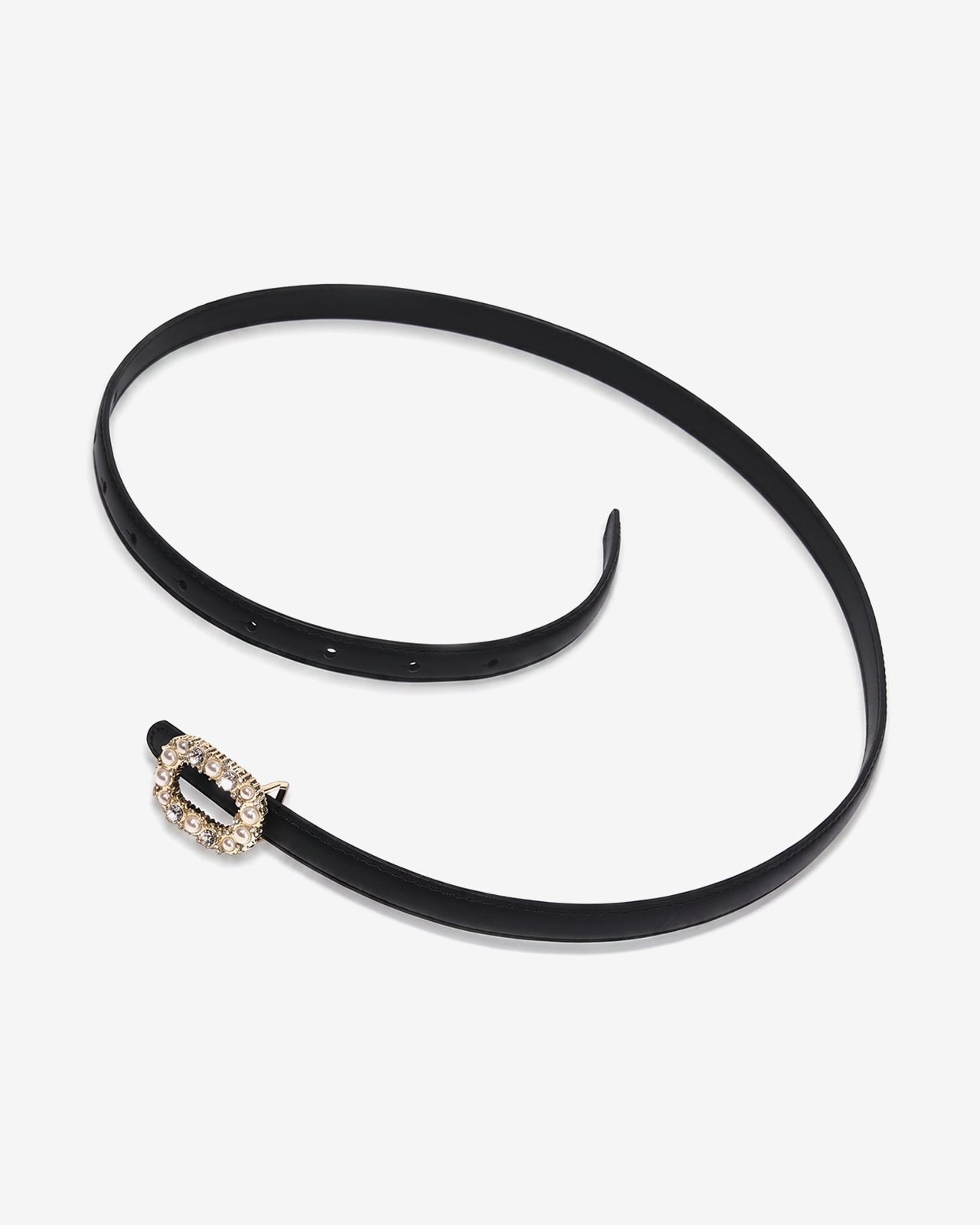 Nịt Da Nữ Zucia Khóa Oval Đính Ngọc-TD48Đen Color1