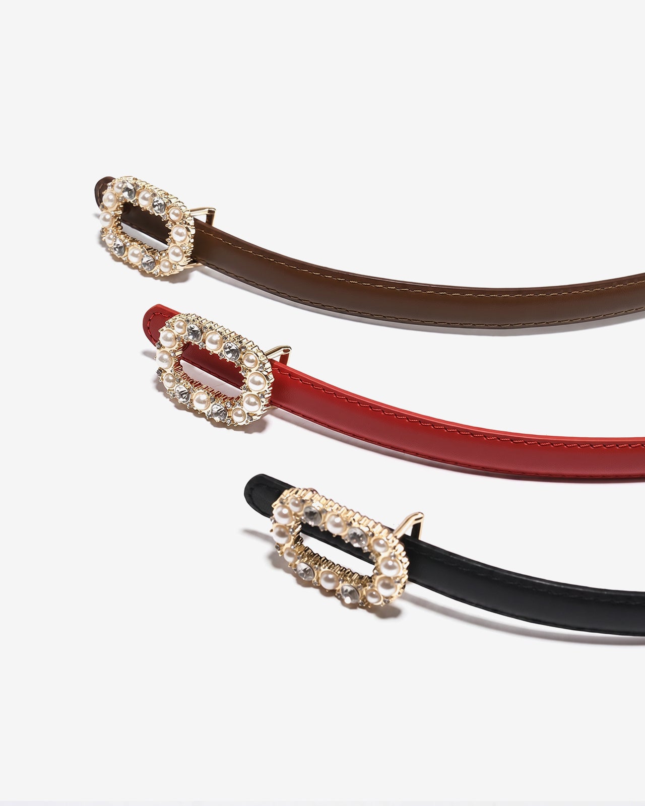 Nịt Da Nữ Zucia Khóa Oval Đính Ngọc-TD48Nâu Color1
