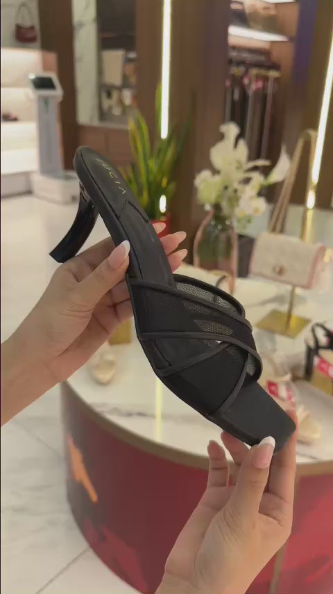 Dép Cao Gót Nữ Zucia Quai Chéo Phối Lưới