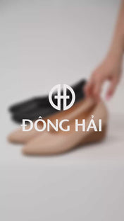 Giày Xuồng Nữ Đông Hải Da Mềm Bo Viền-G5724Đen Color1