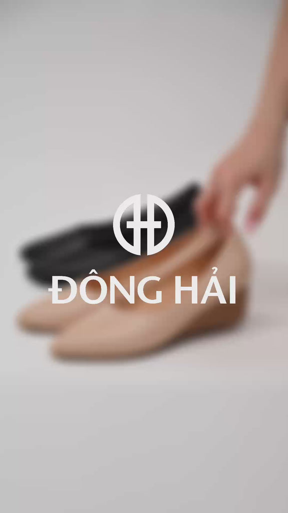 Giày Xuồng Nữ Đông Hải Da Mềm Bo Viền-G5724Đen Color1