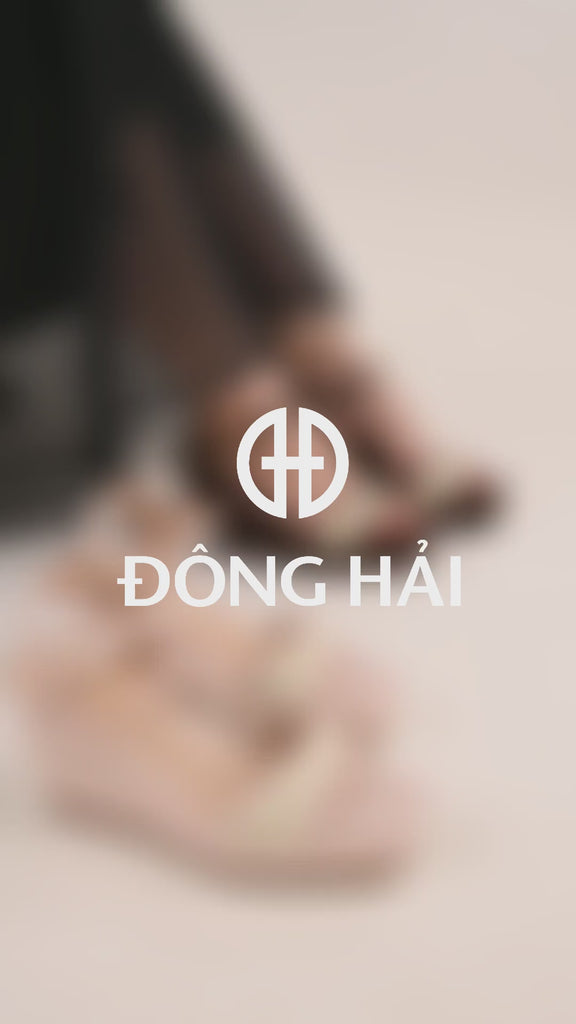 Sandal Xuồng Đông Hải 9cm Họa Tiết Đan-S81W2Nâu Color1
