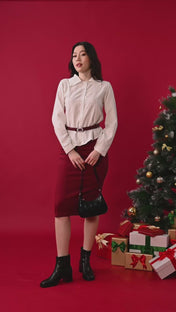 Giày Boot Nữ Zuciani Cổ Cao Vân Da Mờ Tự Nhiên