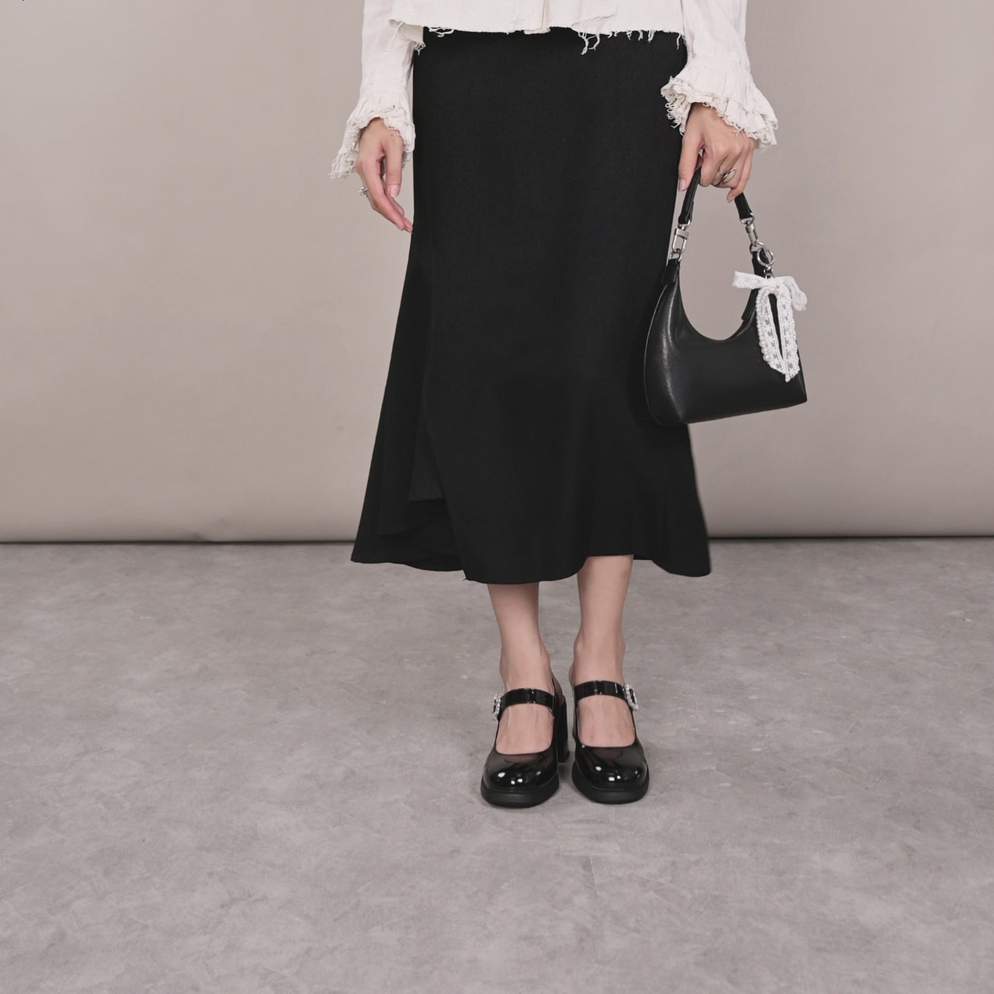 Giày Slingback Cao Gót Zuciani Mary Jane Da Bóng