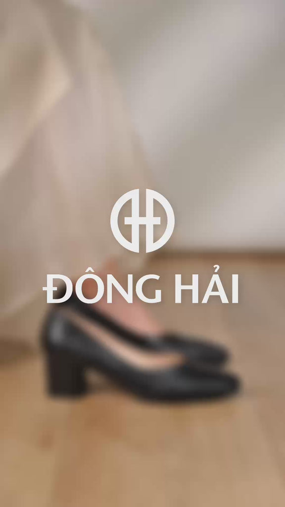 Giày Cao Gót Đông Hải Đế Trụ 6CM Khoét Tim-G7173Đen Color1