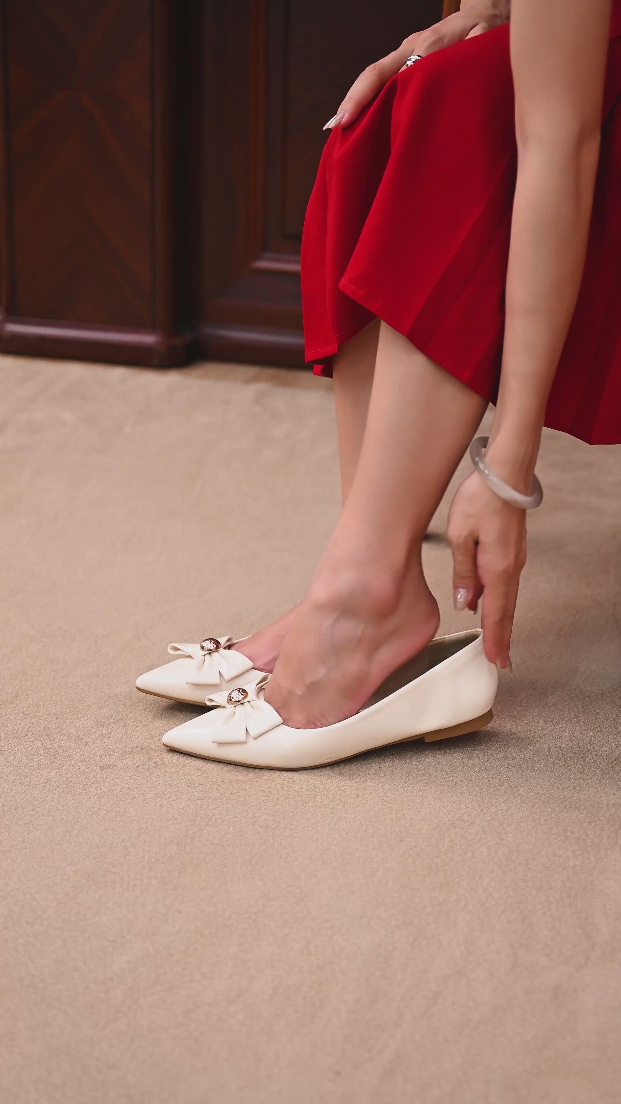 Giày Búp Bê Đông Hải Phối Nơ Đính Đá-G81V7Đen Color1