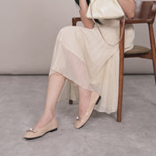 Giày Búp Bê Zuciani Da Bóng Đính Ngọc Trai