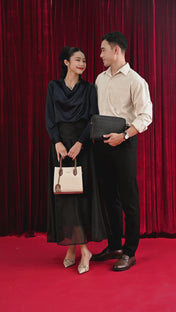 Giày Cao Gót Slingback Đông Hải Đính Nơ Khoen Kim Loại