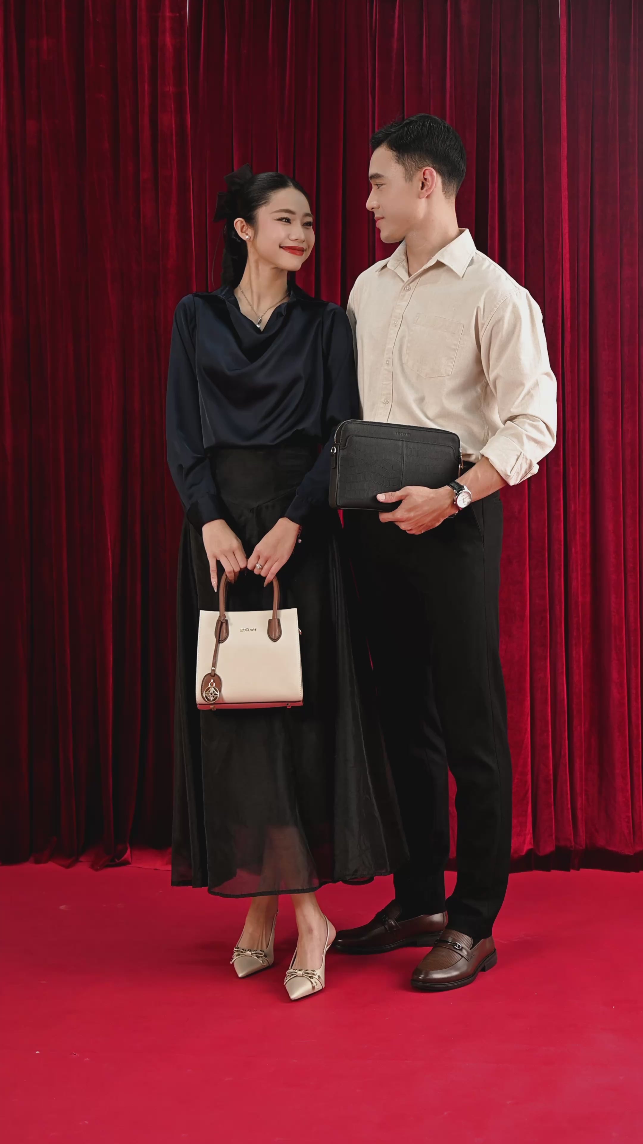 Giày Cao Gót Slingback Đông Hải Đính Nơ Khoen Kim Loại