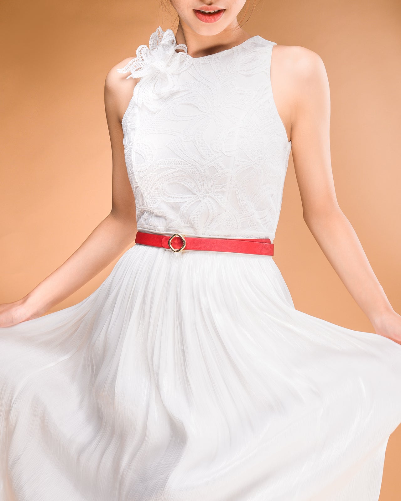 Nịt Da Nữ Đông Hải Khóa Mạ Vàng Cách Điệu-PH01Đỏ Color3