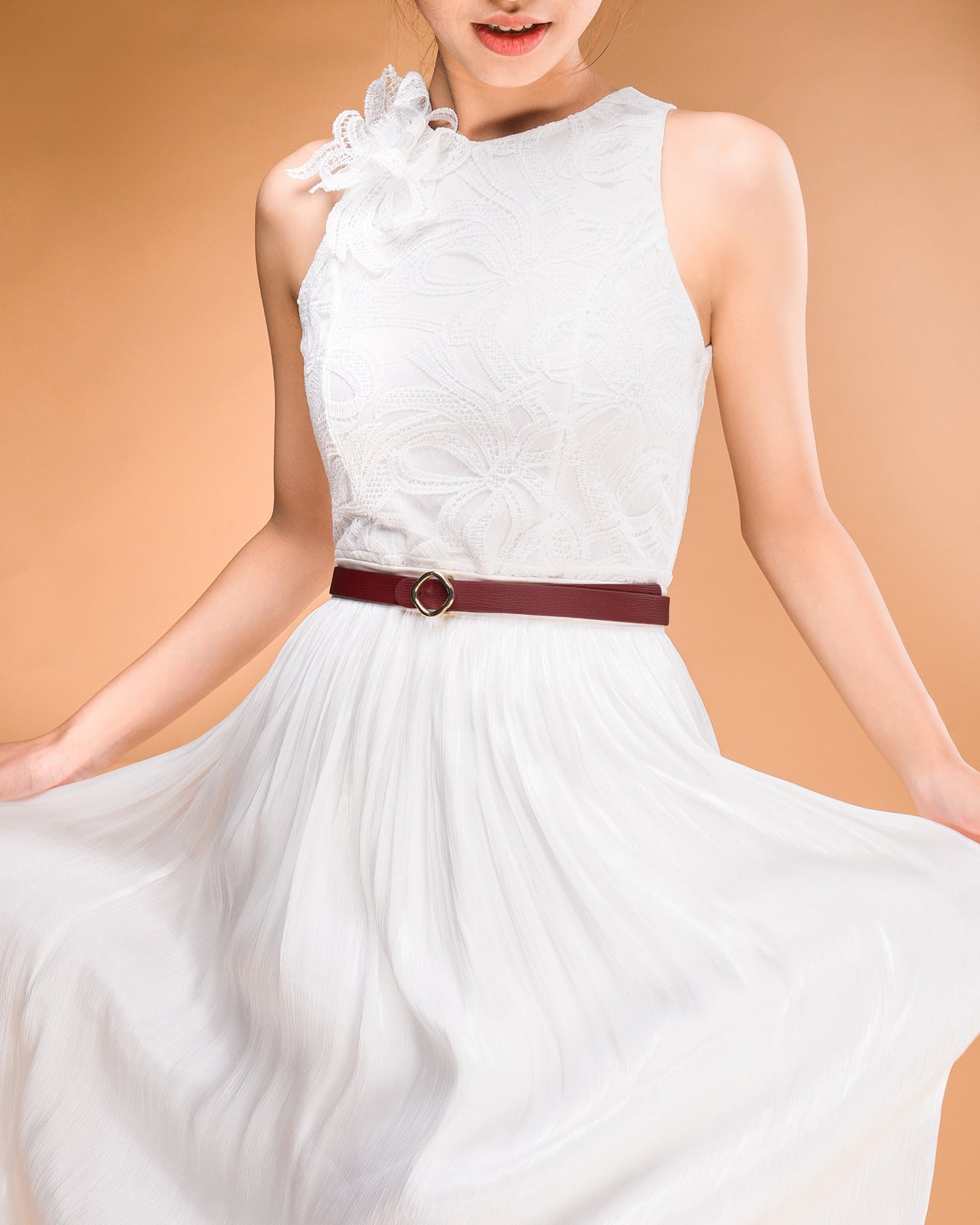 Nịt Da Nữ Đông Hải Khóa Mạ Vàng Cách Điệu-PH01Đỏ Color1