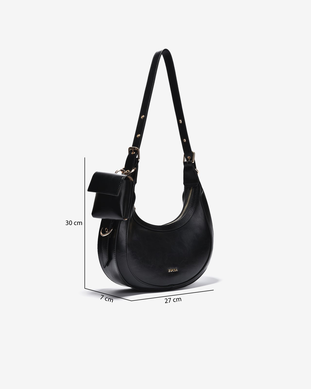 Túi Xách Tay Đeo Chéo Dáng Lưỡi Liềm Zucia L'amant N11-JC17-Đen Color1