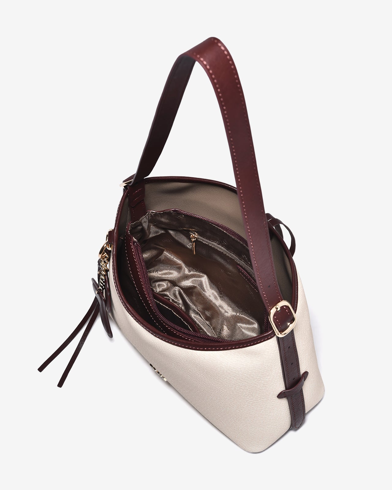 Túi Xách Zucia Dáng Hobo Phối Charm Modern Divinee N16-JC77Kem Color1