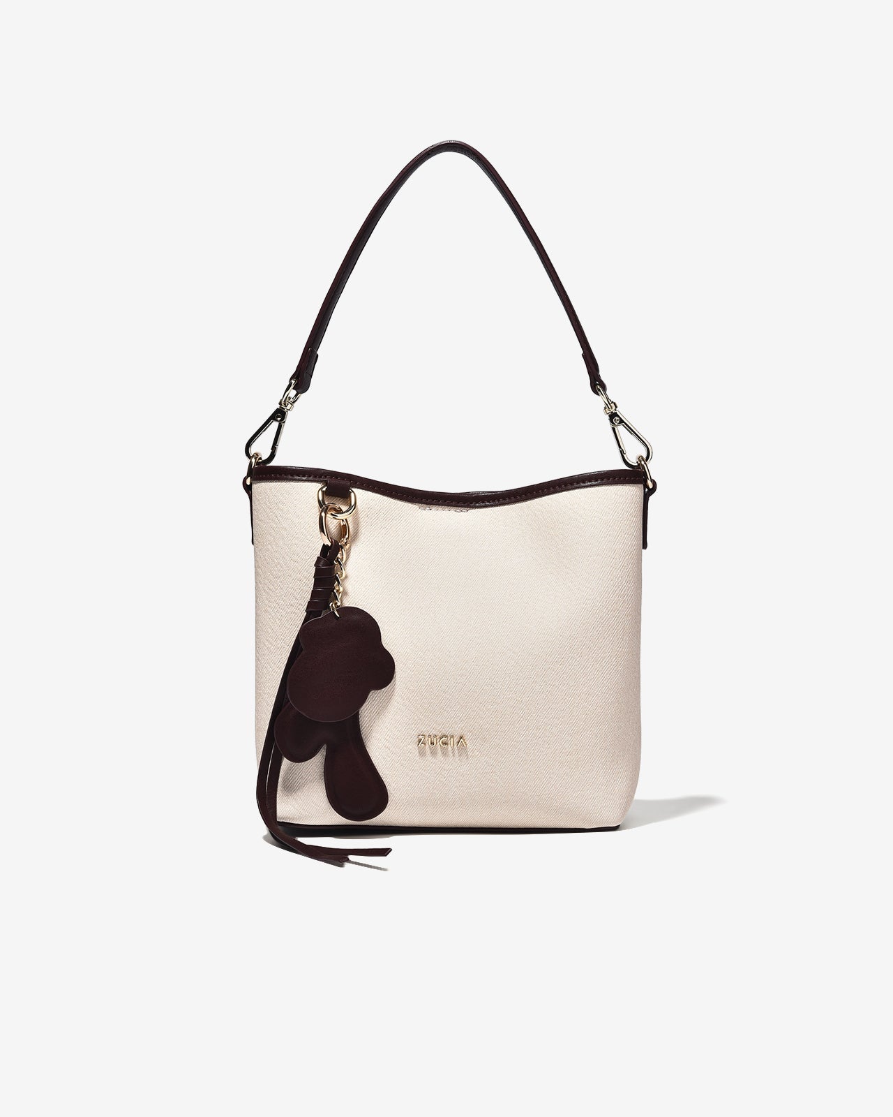 Túi Xách Zucia Viền Nâu Phối Charm Urban Muse N09-JC80Kem Color1First