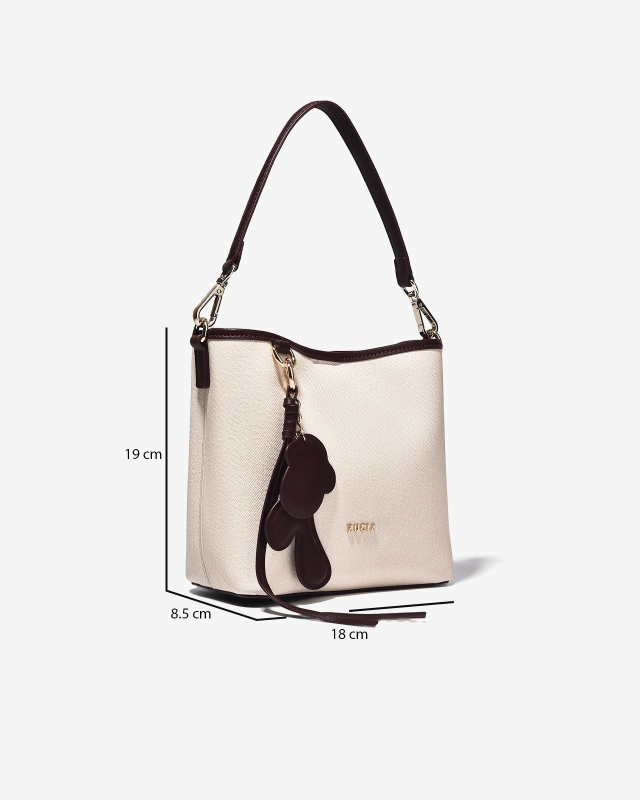 Túi Xách Zucia Viền Nâu Phối Charm Urban Muse N09-JC80Kem Color1
