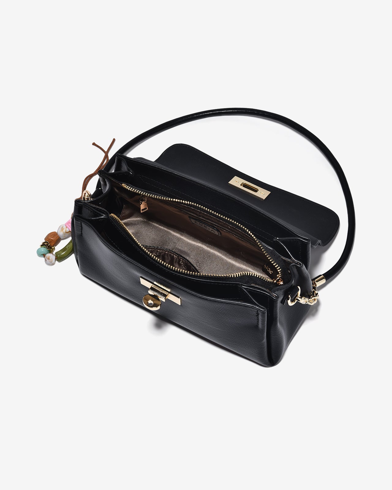 Túi Đeo Vai Zucia Phối Charm Boho Urban Muse N13-JC84Đen Color1