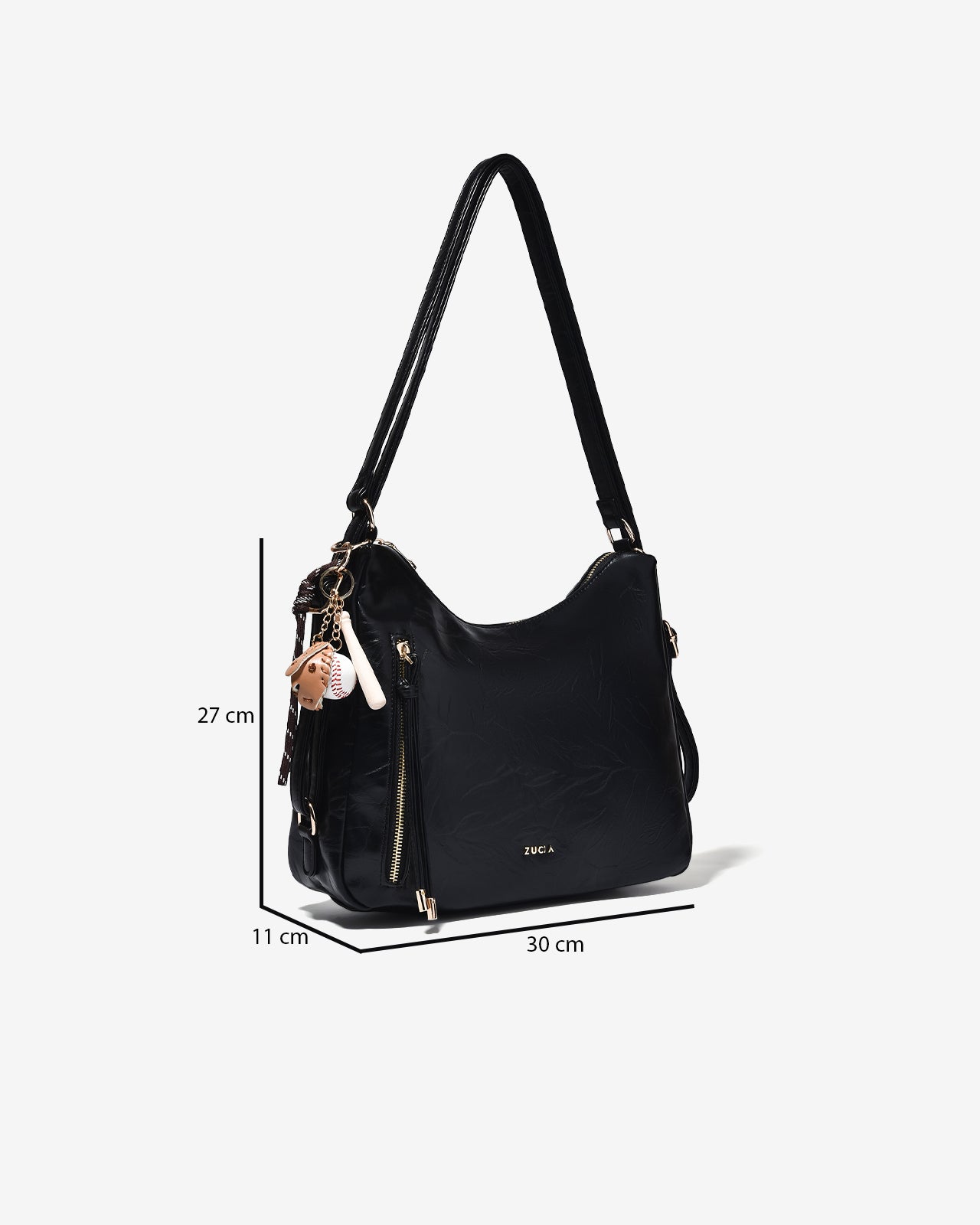 Túi Đeo Chéo Phối Charm Zucia Urban Muse N17-JC88Đen Color1