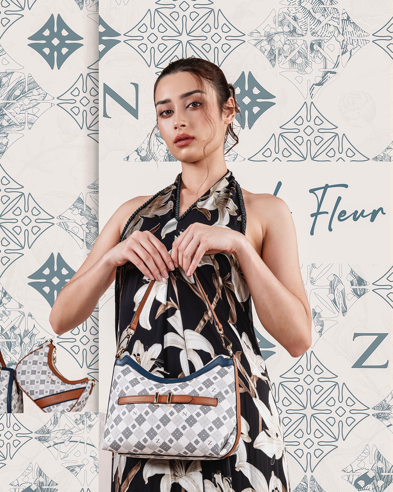 Túi Đeo Vai Hobo Zuciani Mono La Fleur N02-JYP7Xanh Color1