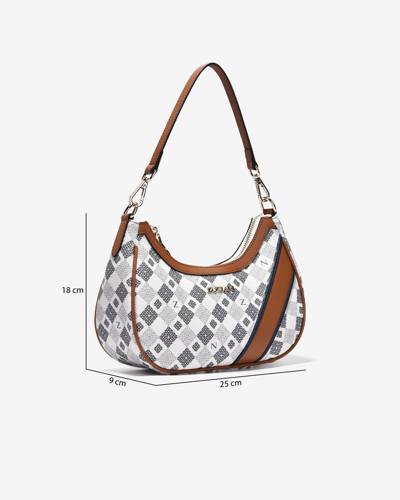 Túi Đeo Vai Hobo Phối Sọc Zuciani Mono La Fleur N04-JYP9Xanh Color1