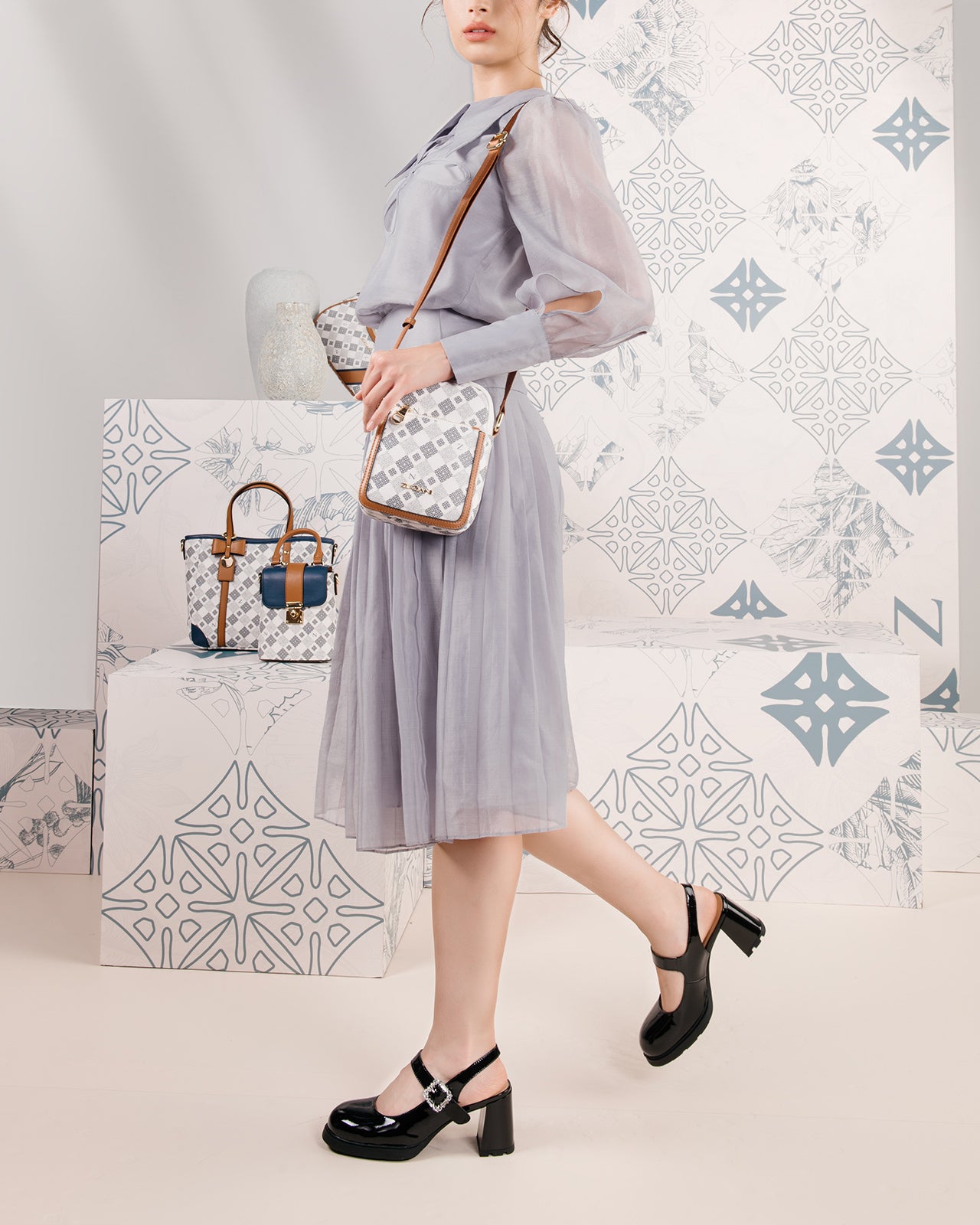 Túi Đeo Chéo Mini Zuciani Mono La Fleur N08-JYQ4-Xanh Color1