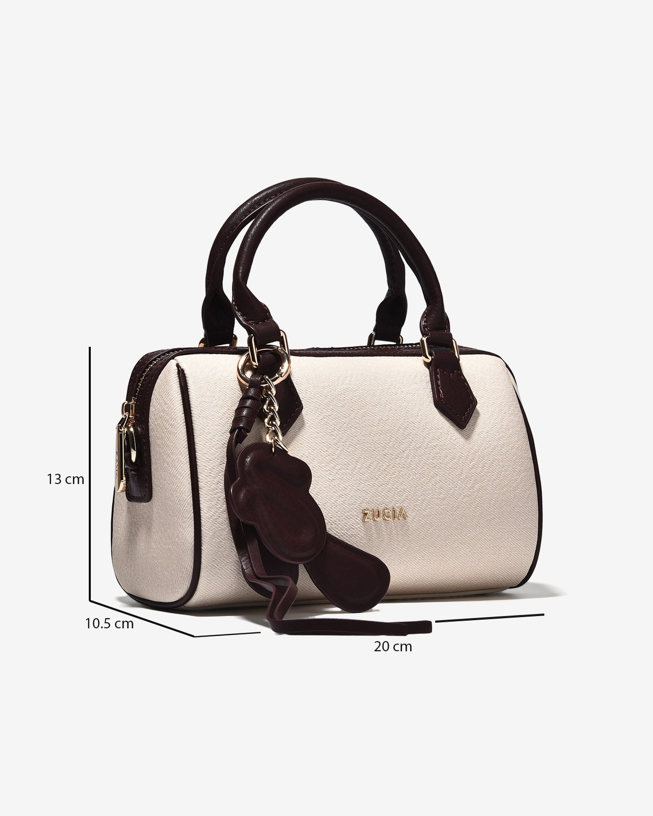 Túi Xách Zucia Dáng Barrel Phối Charm Modern Divine N18-JC79Kem Color1
