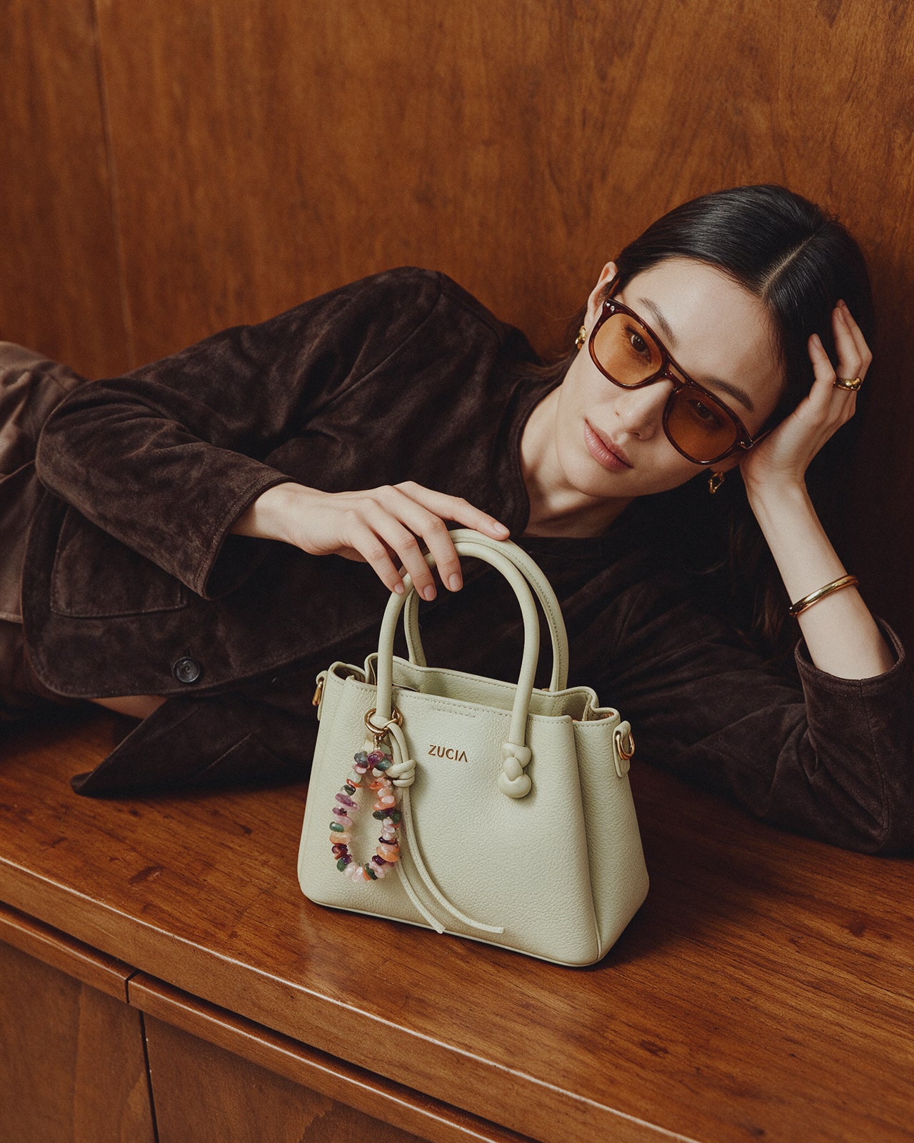 Túi Xách Tay Zucia Mini Tote Phối Charm Urban Muse N15-JC86Xanh Lá Color1
