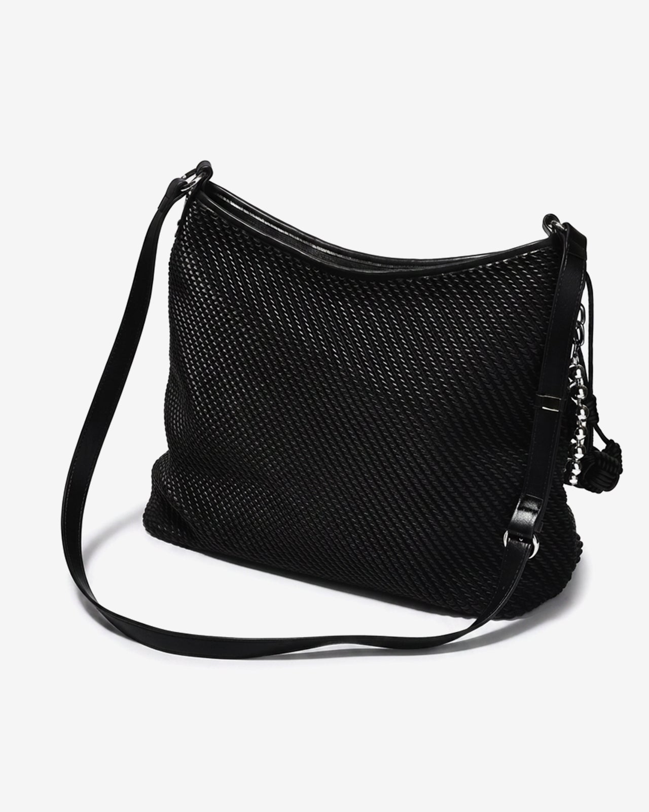 Túi Đeo Vai Dáng Hobo Vân Đan Phối Charm Zucia The Luminara N11-JS11Đen Color1