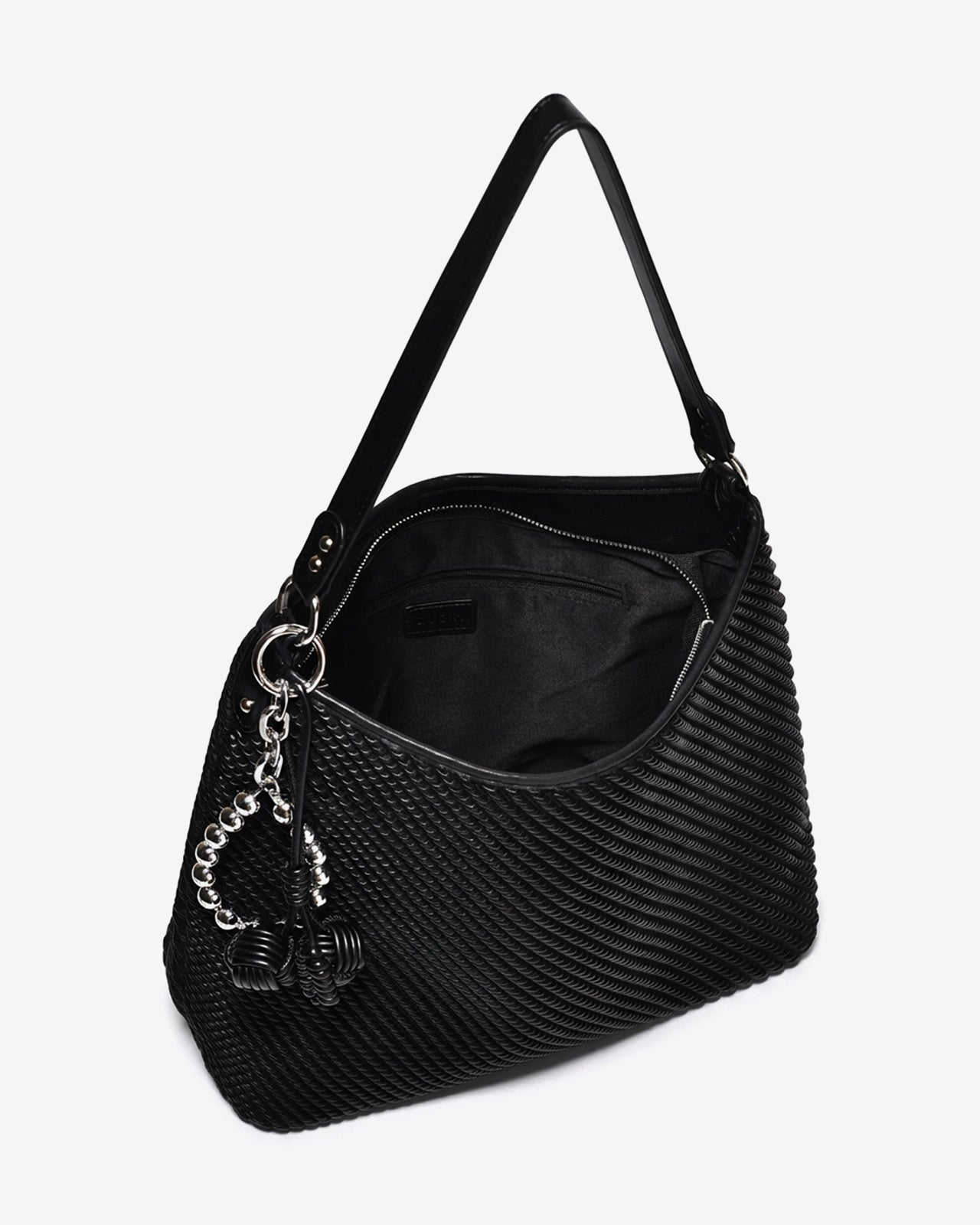 Túi Đeo Vai Dáng Hobo Vân Đan Phối Charm Zucia The Luminara N11-JS11Đen Color1