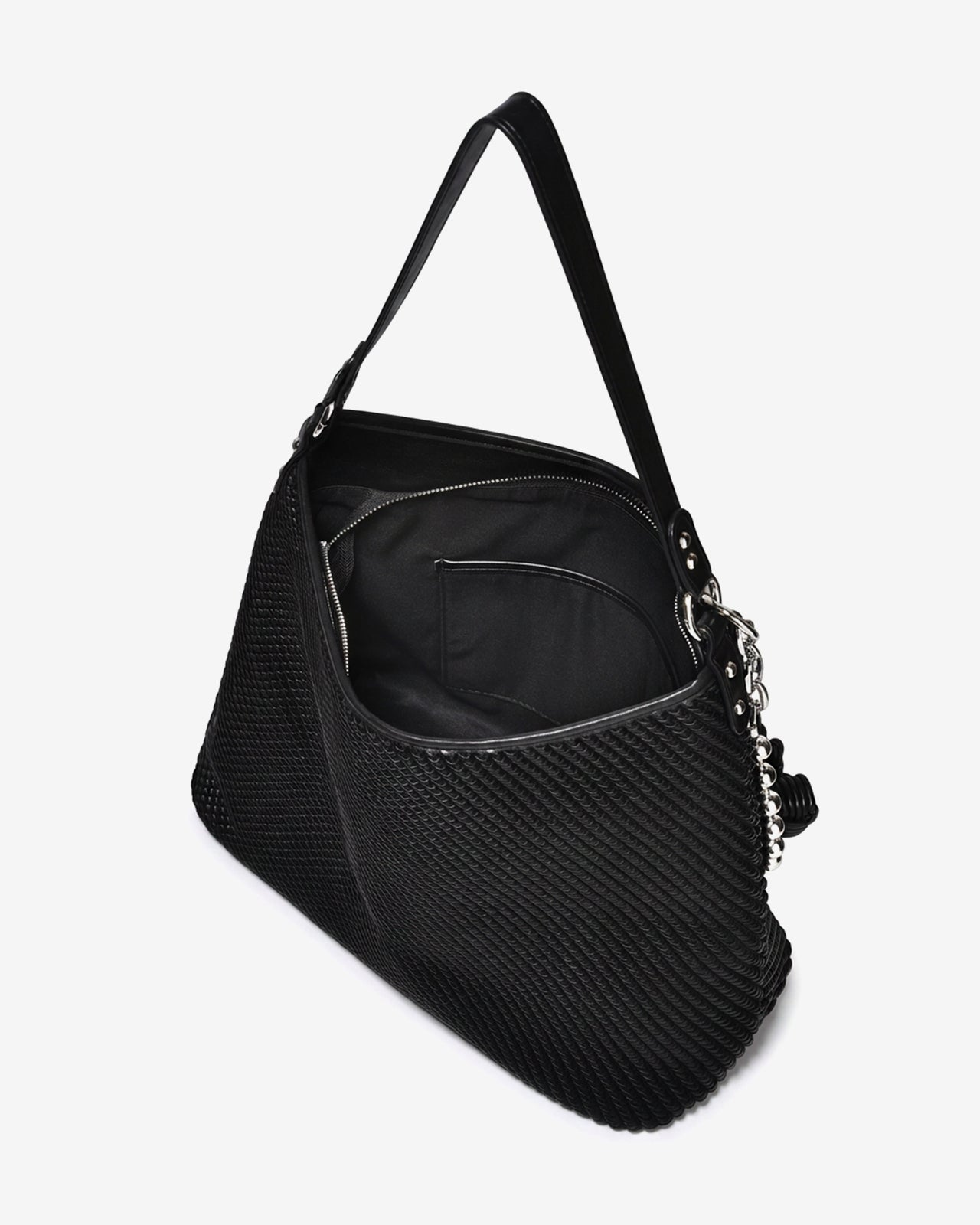 Túi Đeo Vai Dáng Hobo Vân Đan Phối Charm Zucia The Luminara N11-JS11Đen Color1