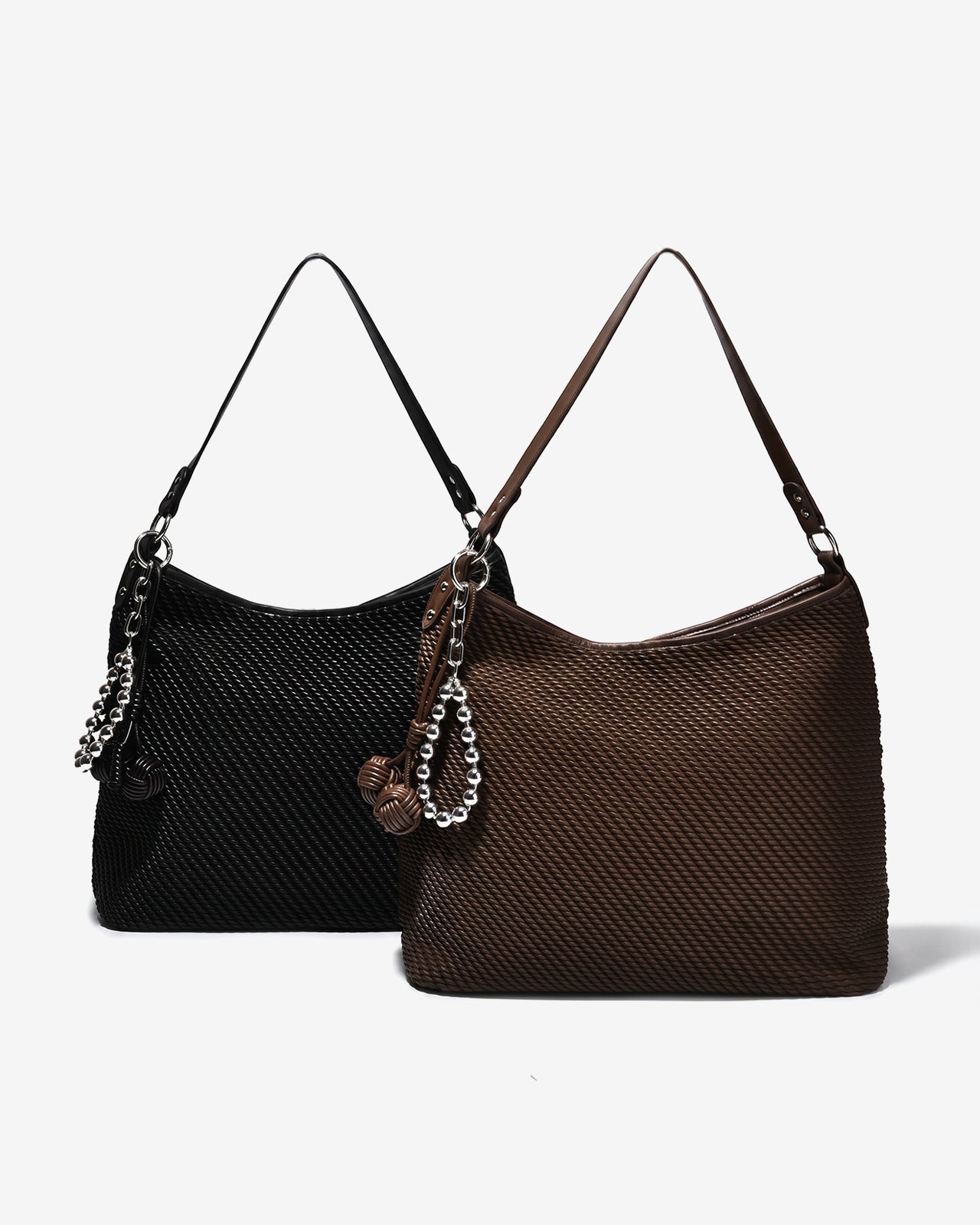 Túi Đeo Vai Dáng Hobo Vân Đan Phối Charm Zucia The Luminara N11-JS11Đen Color1
