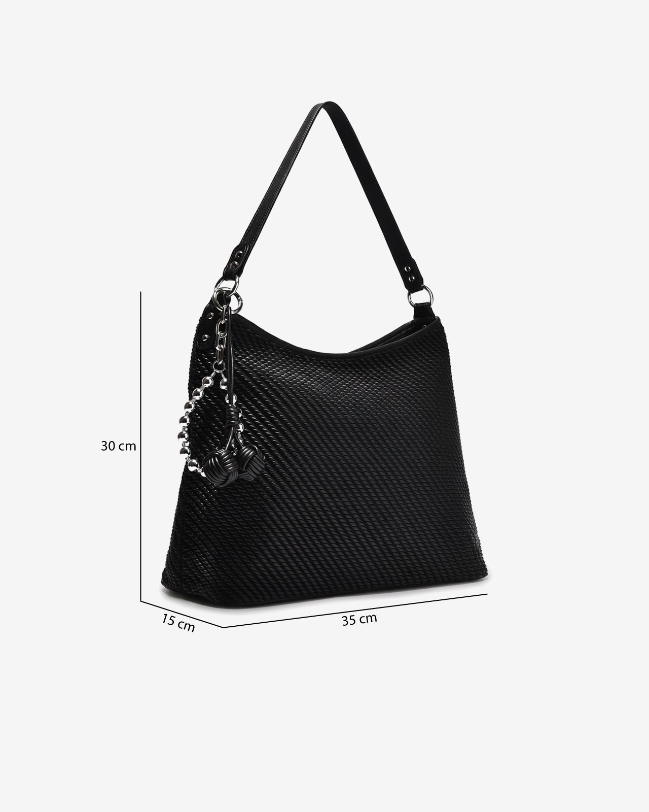 Túi Đeo Vai Dáng Hobo Vân Đan Phối Charm Zucia The Luminara N11-JS11Đen Color1