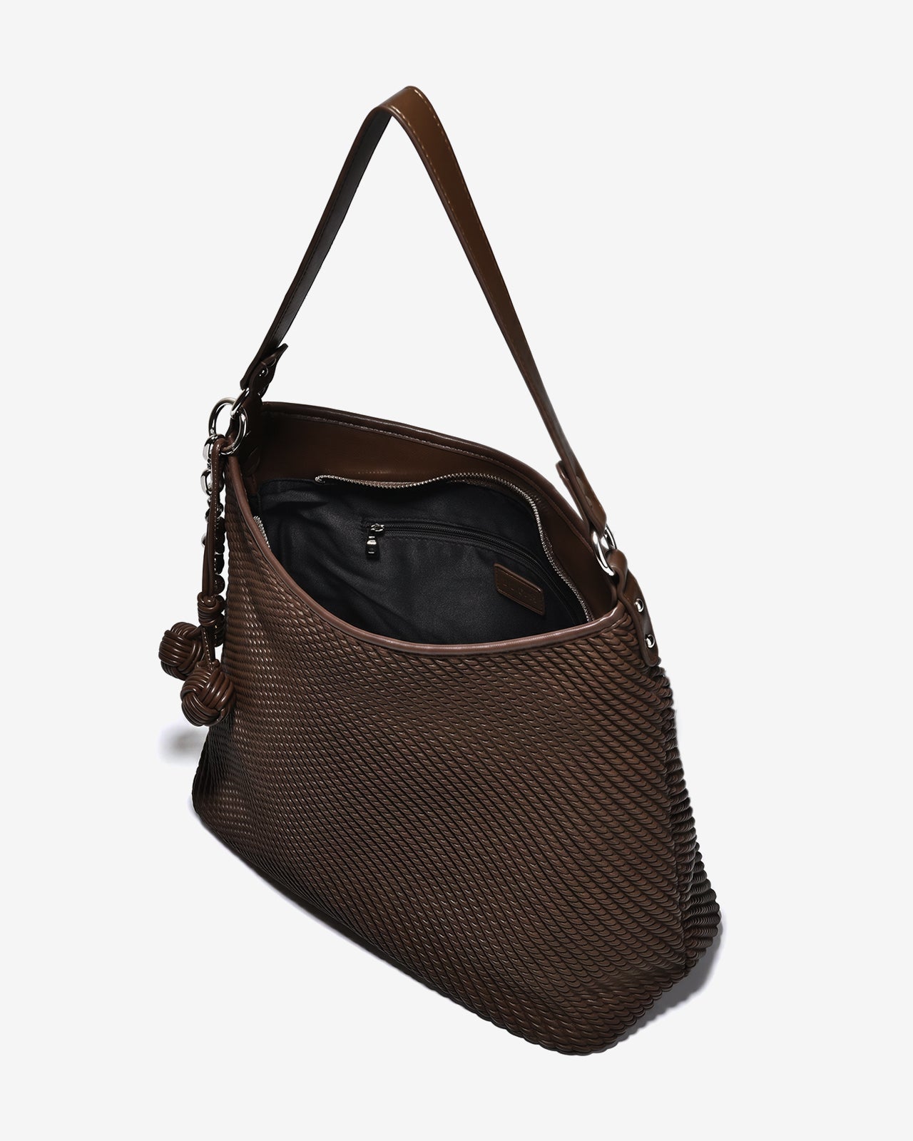 Túi Đeo Vai Dáng Hobo Vân Đan Phối Charm Zucia The Luminara N11-JS11Nâu Color1