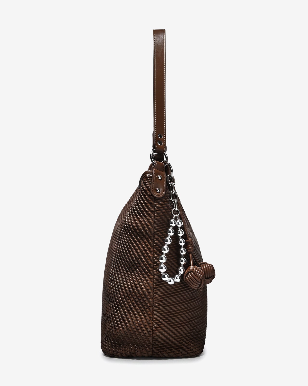Túi Đeo Vai Dáng Hobo Vân Đan Phối Charm Zucia The Luminara N11-JS11Nâu Color1