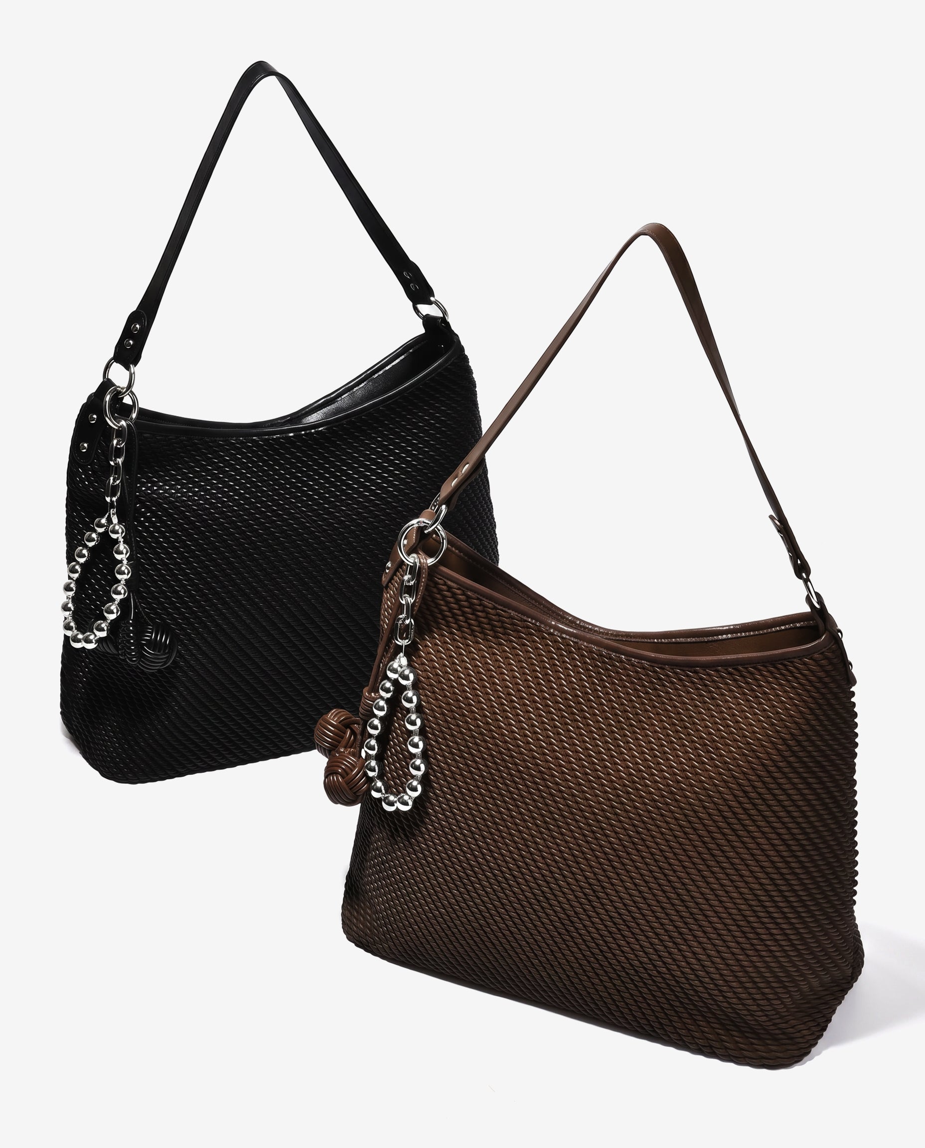 Túi Đeo Vai Dáng Hobo Vân Đan Phối Charm Zucia The Luminara N11-JS11Nâu Color1
