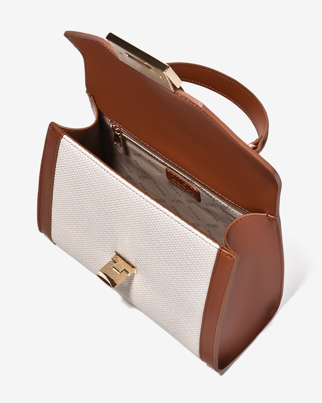 Túi Xách Tay Dáng Hộp Hoạ Tiết Đan Zucia Into You N06-VS06-Nâu Color1