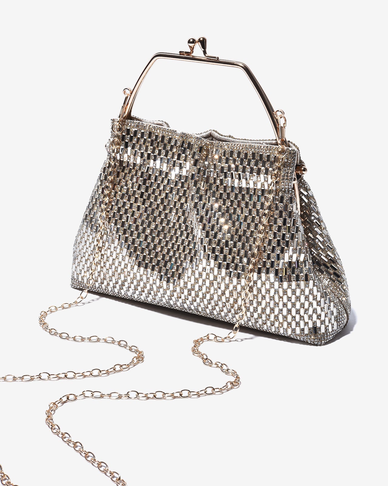 Ví Cầm Tay Đi Tiệc Dáng Frame Đá Xếp Lộng Lẫy Zucia Dance With Me N12-JM12-Vàng Color1